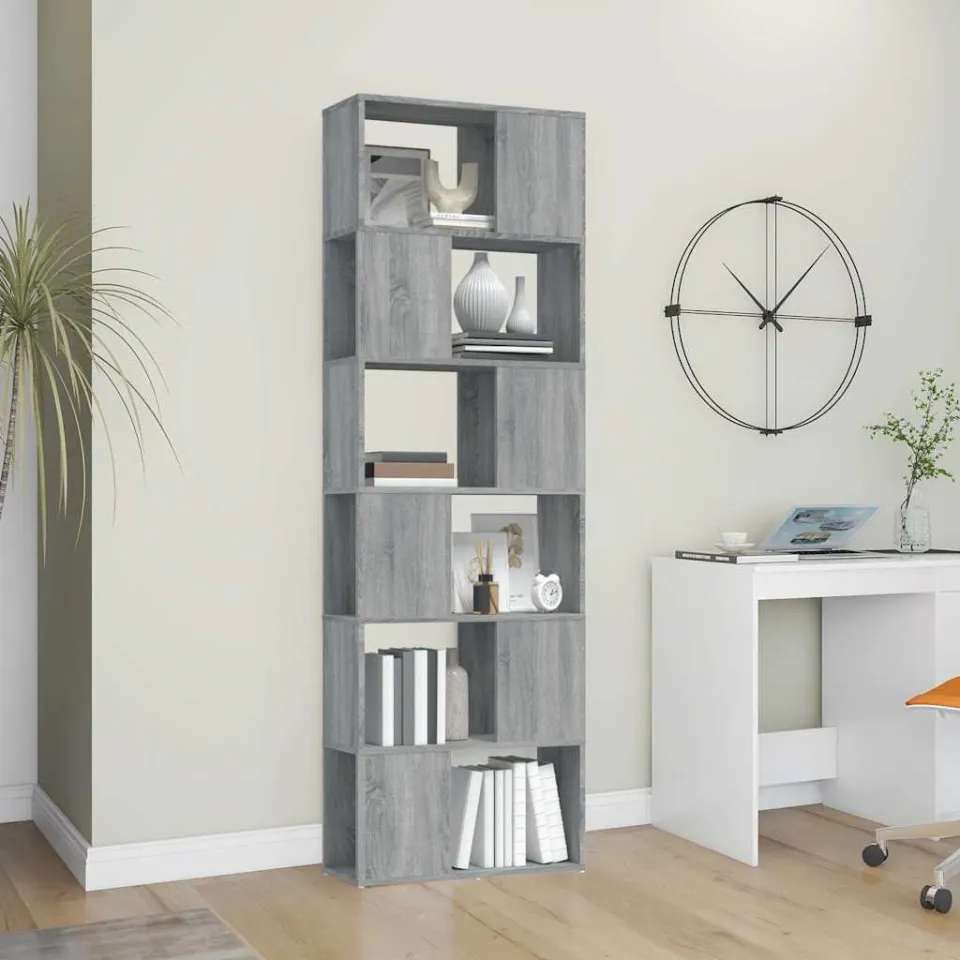 vidaXL Boekenkast/kamerscherm 60x24x186 cm grijs sonoma eiken, foto 2