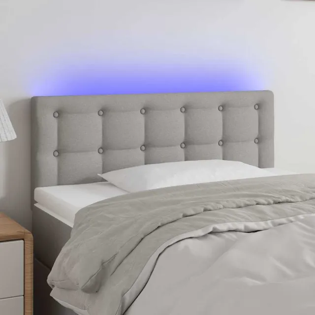vidaXL Hoofdbord LED 90x5x78/88 cm stof lichtgrijs grijs
