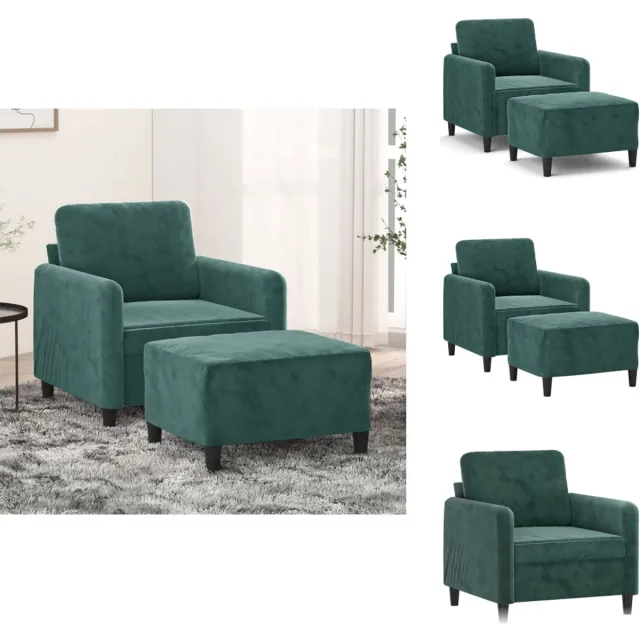 vidaXL Fauteuil - met - voetenbank - 60 - cm - fluweel - donkergroen