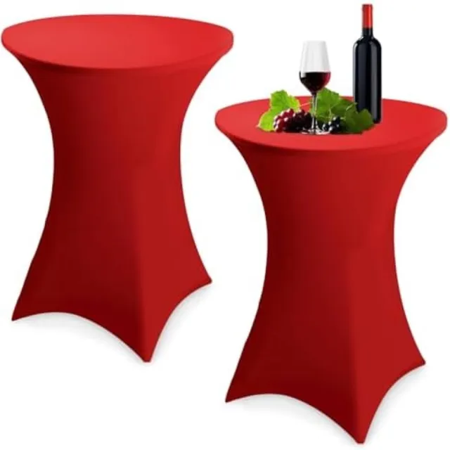 PromoHome 2-delige rekbaar tafelkleed voor statafels - 80x110 cm - Feestrood