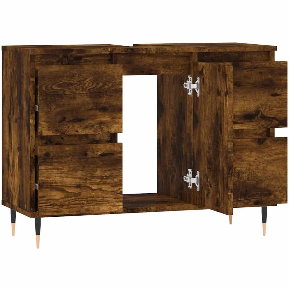 vidaXL Badkamerkast 80x33x60 cm bewerkt hout gerookt eikenkleurig Bruin