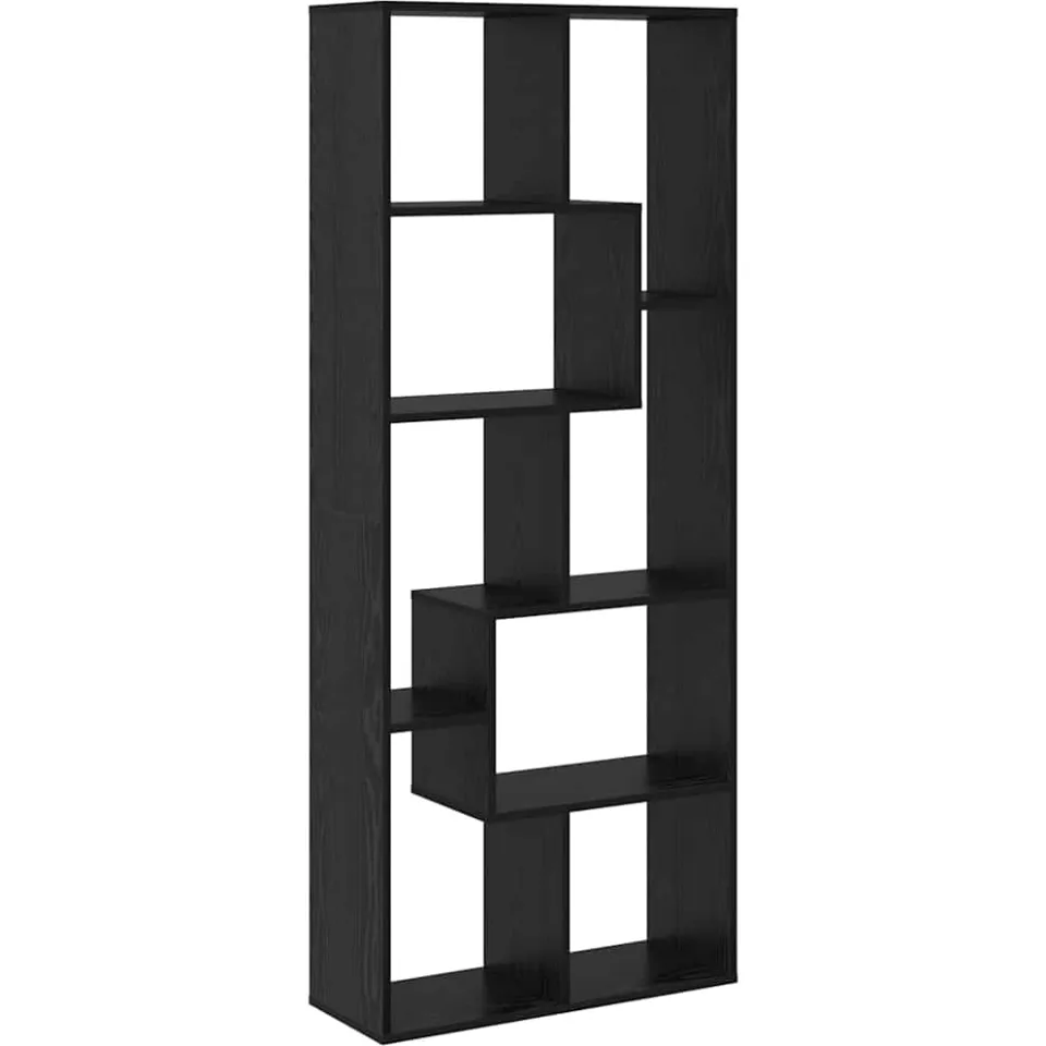 vidaXL Boekenkast 8-laags 67 x 25 x 162 cm Bewerkt hout Zwart Eiken