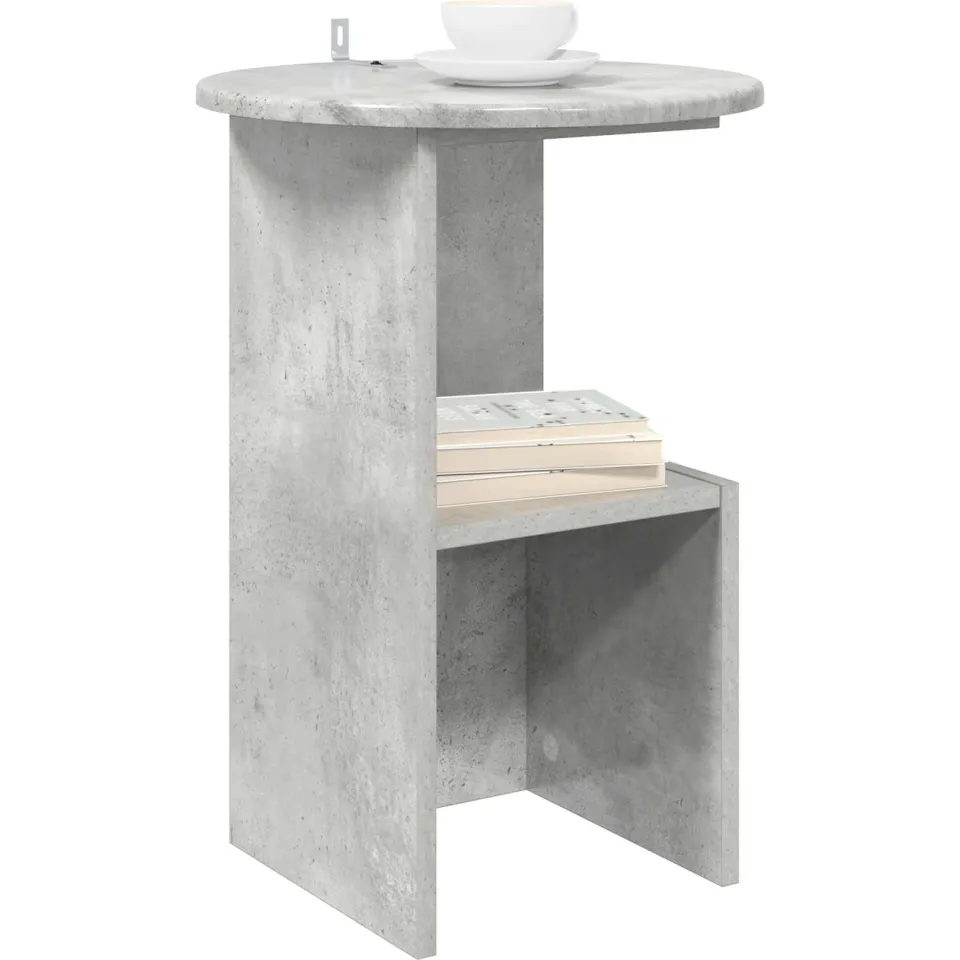 vidaXL Bijzettafel Betongrijs Ø 39,5 x 55 cm Bewerkt hout