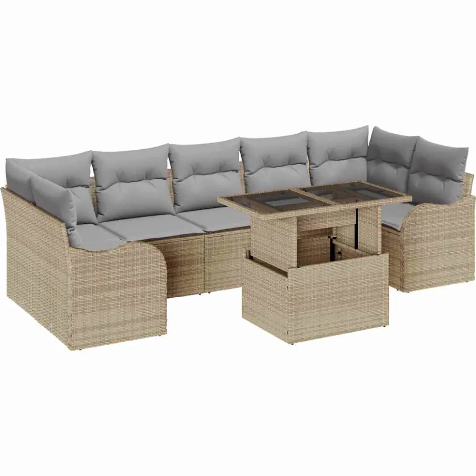 vidaXL Tuin Sofa Set 8 st Beige poly rattan