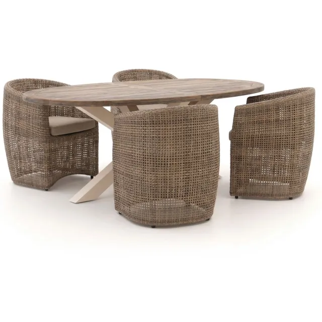 Intenso Furniture Intenso Marecchia/ROUGH-Y Ellips 200cm dining tuinset 5-delig Bruin