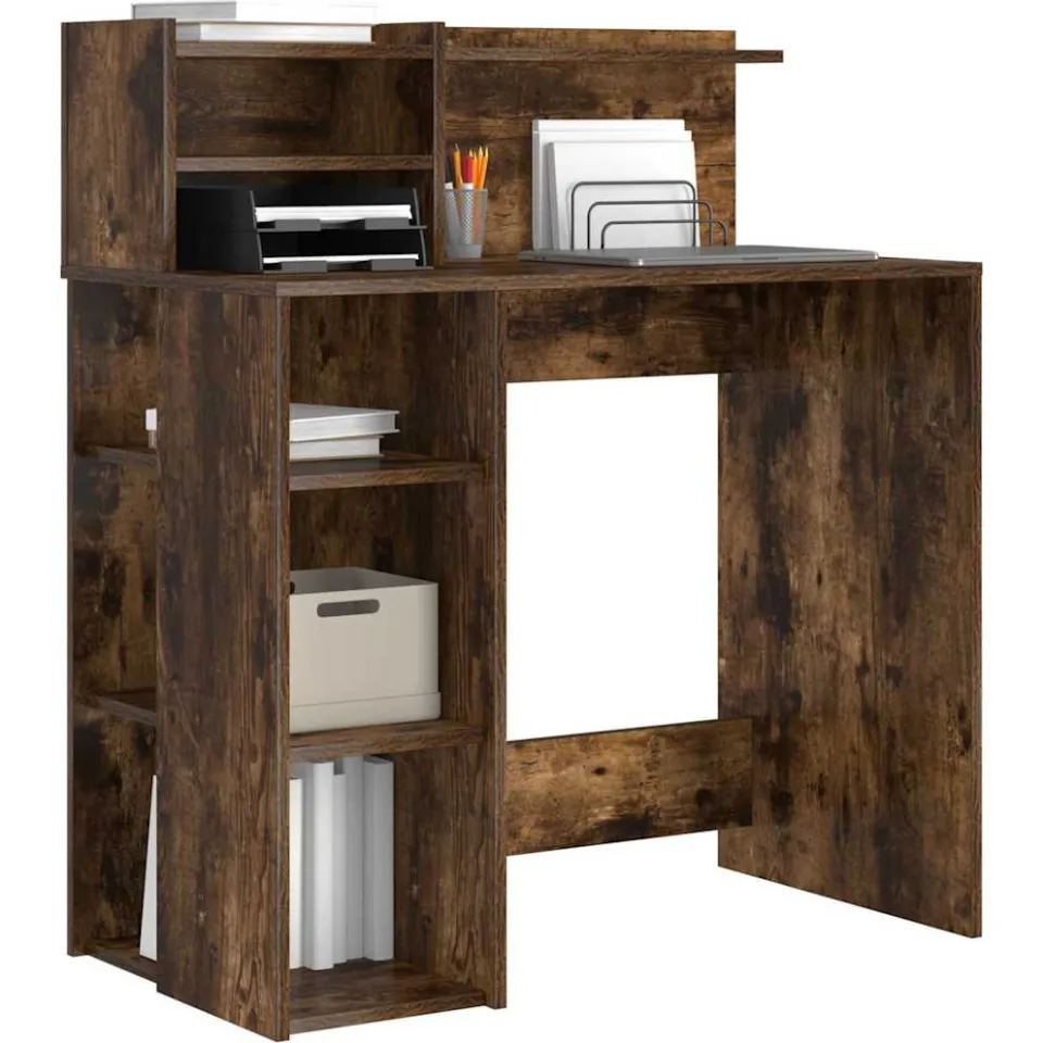vidaXL Bureau Gerookt eiken 90 x 48 x 101,5 cm Bewerkt hout Bruin