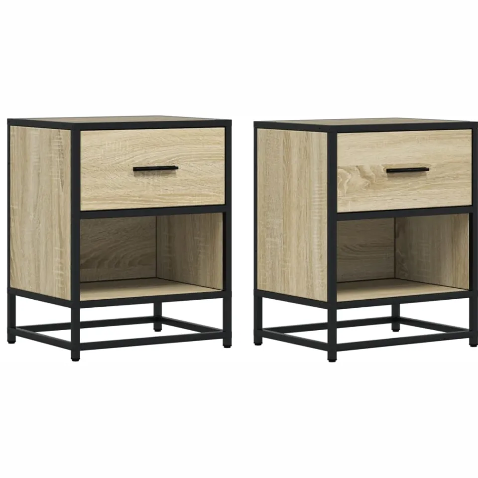 vidaXL Nachtkastjes 2 st 40x31x50 cm bewerkt hout sonoma eikenkleurig Bruin