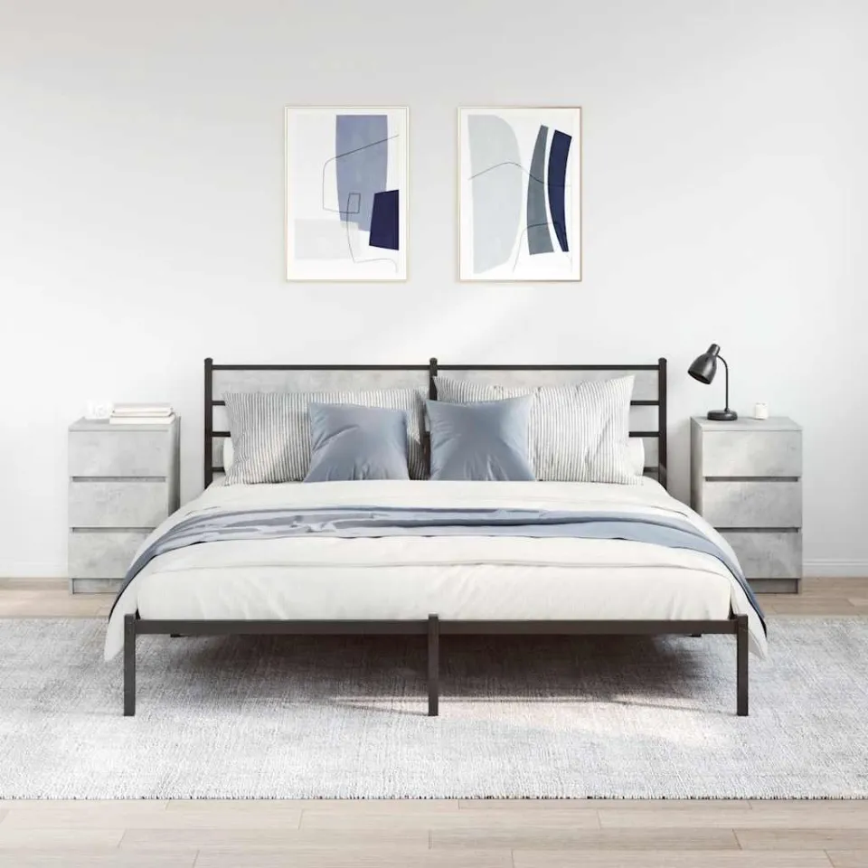 vidaXL Nachtkastjes met 3 lades 2 st 39x35x65 cm betongrijs grijs, foto 2