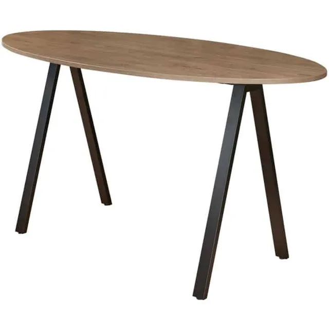 ABC Kantoormeubelen Bartafel Victory Ellips hoog 220x110 cm frame Antraciet (Ral 7016) blad Logan eiken Antraciet (Ral 7016)/Logan eiken