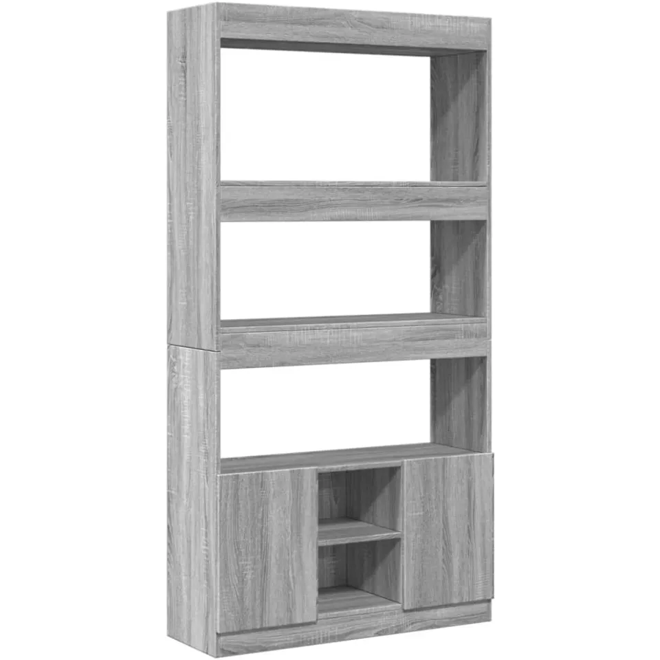 vidaXL Hoge kast 92x33x180 cm bewerkt hout grijs sonoma eikenkleurig