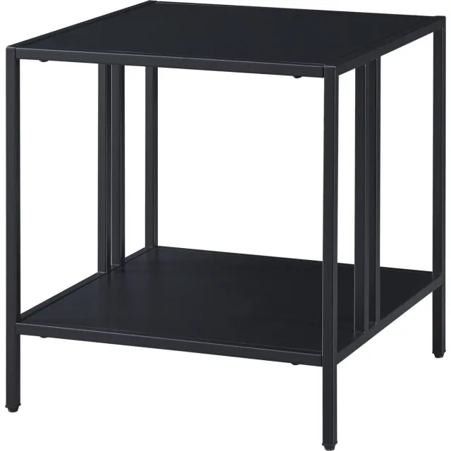 en.casa Bijzettafel Kumlinge met plank staal 47x45x45 cm zwart