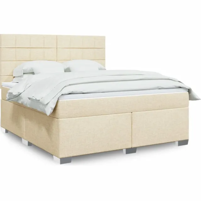 vidaXL Boxspring met matras stof crèmekleurig 180x200 cm