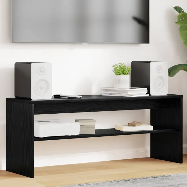 vidaXL TV-kast 100 x 35 x 40 cm Zwart Eiken Bewerkt hout
