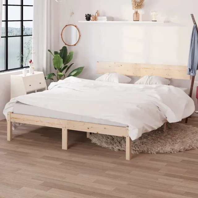 vidaXL Bedframe massief grenenhout wit 140x190 cm