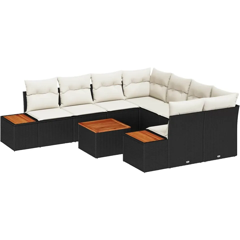 vidaXL Tuin Sofa Set 9 st Zwart Poly riet