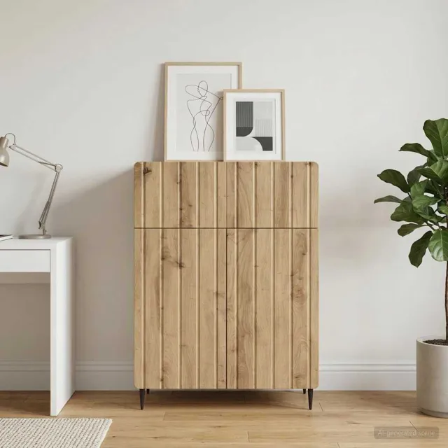 vidaXL Dressoir Artisanaal eiken 66 x 34,5 x 92 cm Bewerkt hout, foto 2