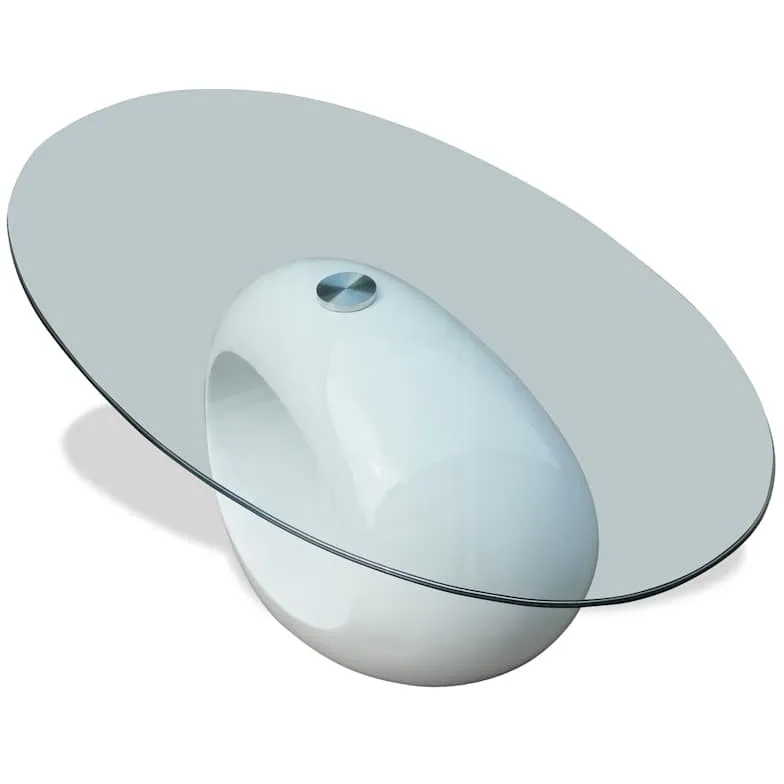 vidaXL Salontafel met ovaal glazen tafelblad hoogglans wit