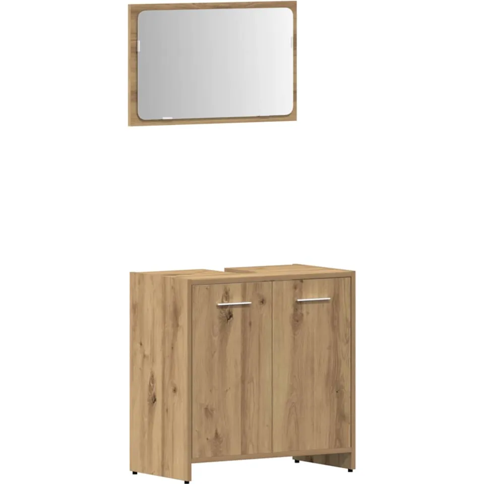 vidaXL 3-delige Badkamermeubelset bewerkt hout artisanaal eikenkleur, foto 4