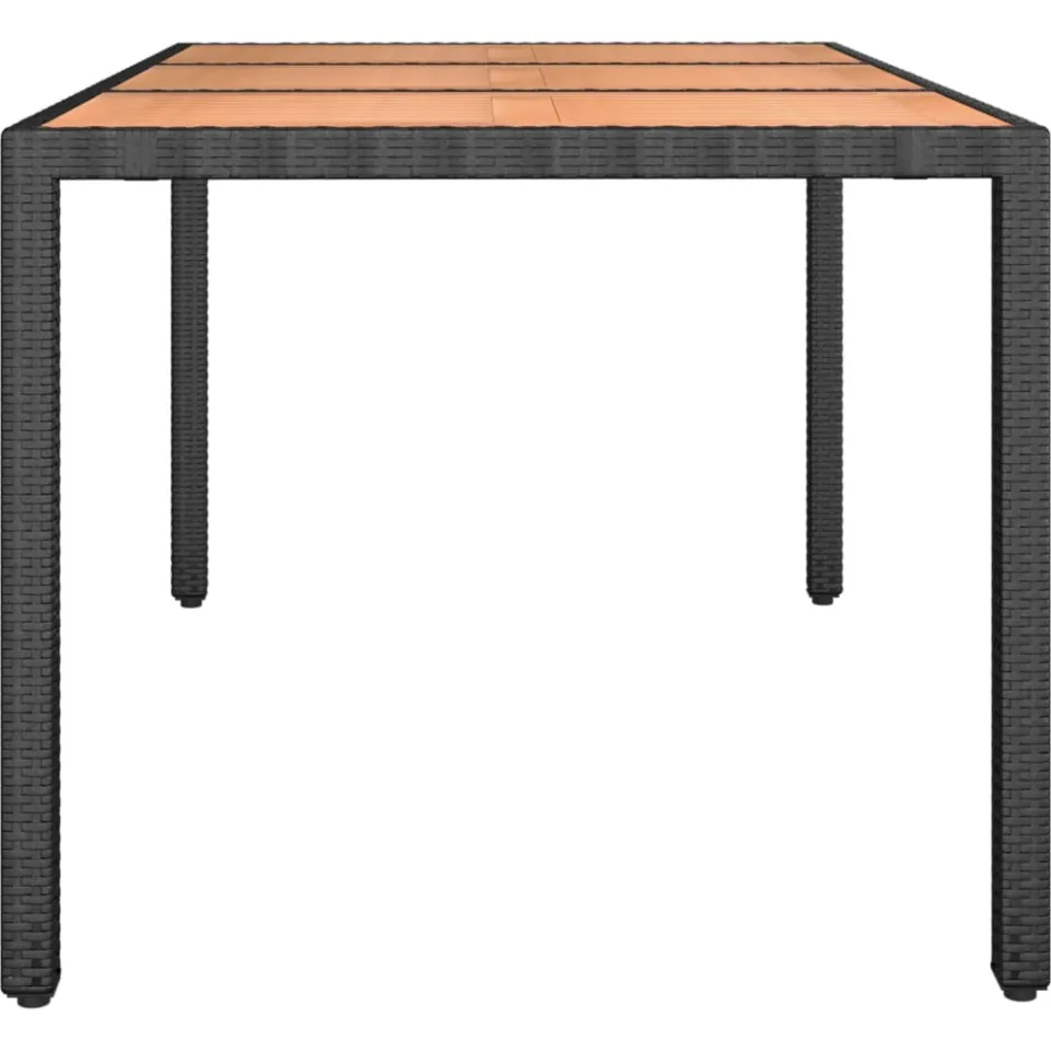 vidaXL Tuintafel met houten blad poly ratten en acaciahout zwart, foto 4