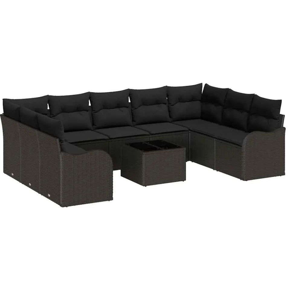 vidaXL Tuin Sofa Set 10 st Zwart poly rattan, foto 3
