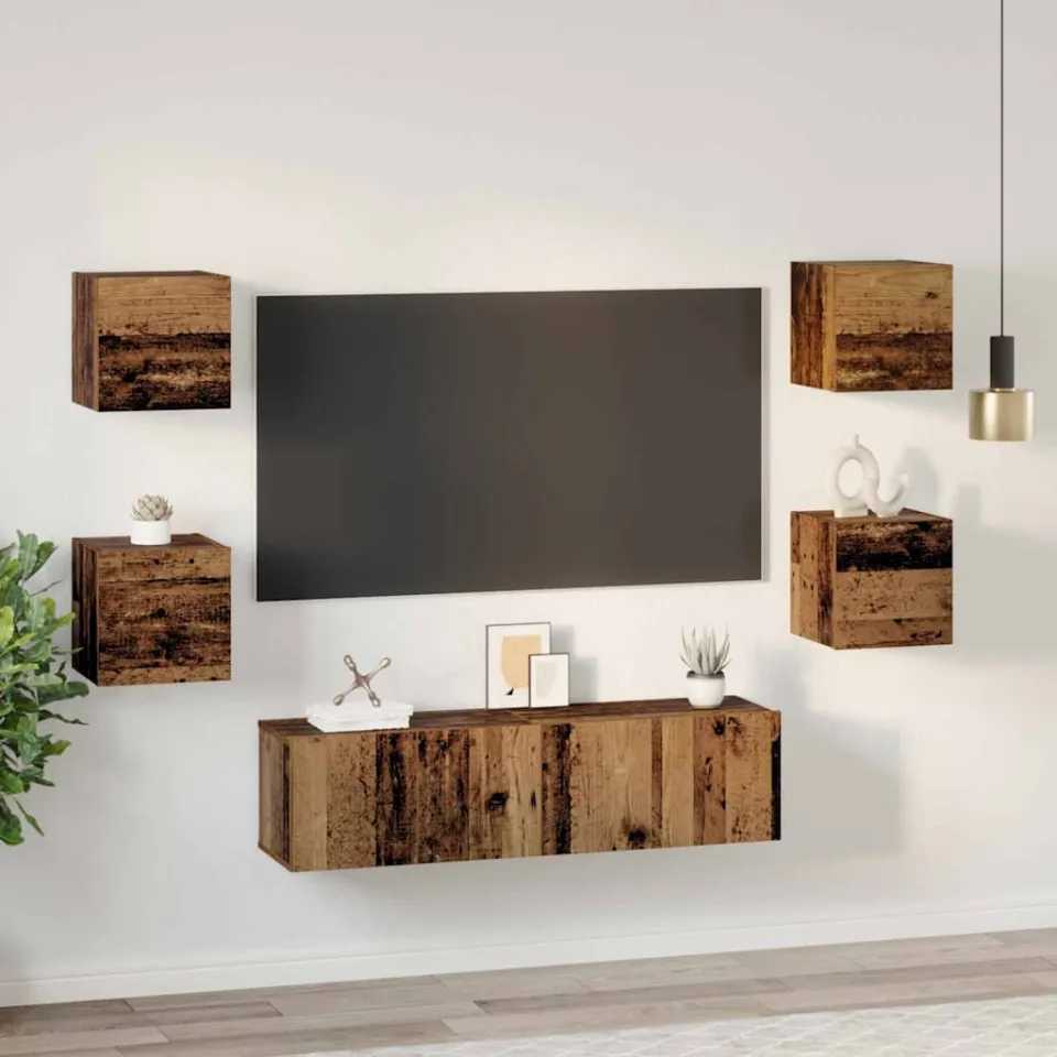 vidaXL Tv-meubelset 6 st 60 x 30 x 30 cm Oud Hout bruin, foto 4