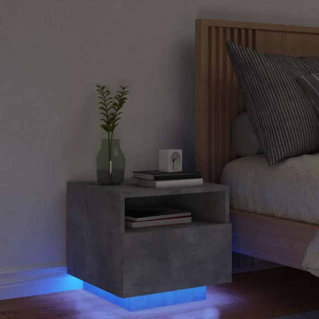 vidaXL Nachtkastje met LED-verlichting 40x39x37 cm betongrijs grijs, foto 2