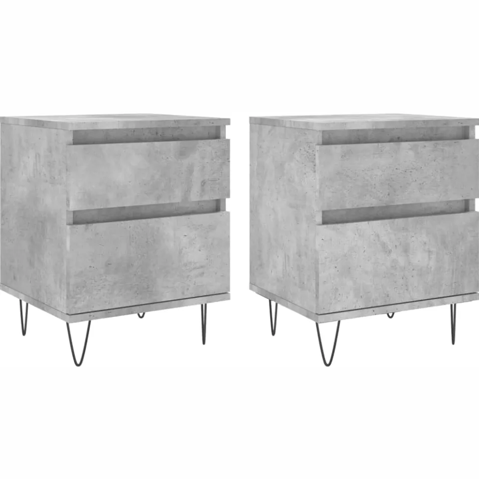 vidaXL Nachtkastjes 2 st 40x35x50 cm bewerkt hout betongrijs grijs