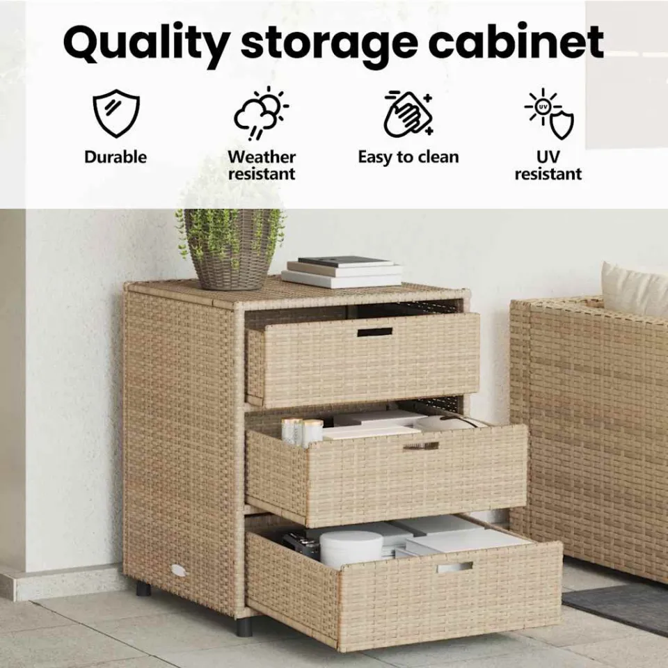 vidaXL Tuinkast 55x59x69 cm poly rattan beige, foto 4