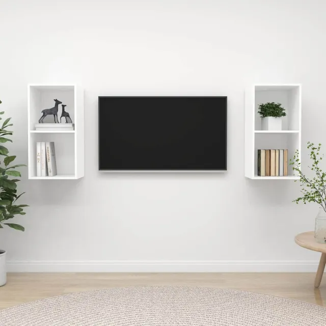 vidaXL Tv-wandmeubelen 2 st bewerkt hout wit, foto 2