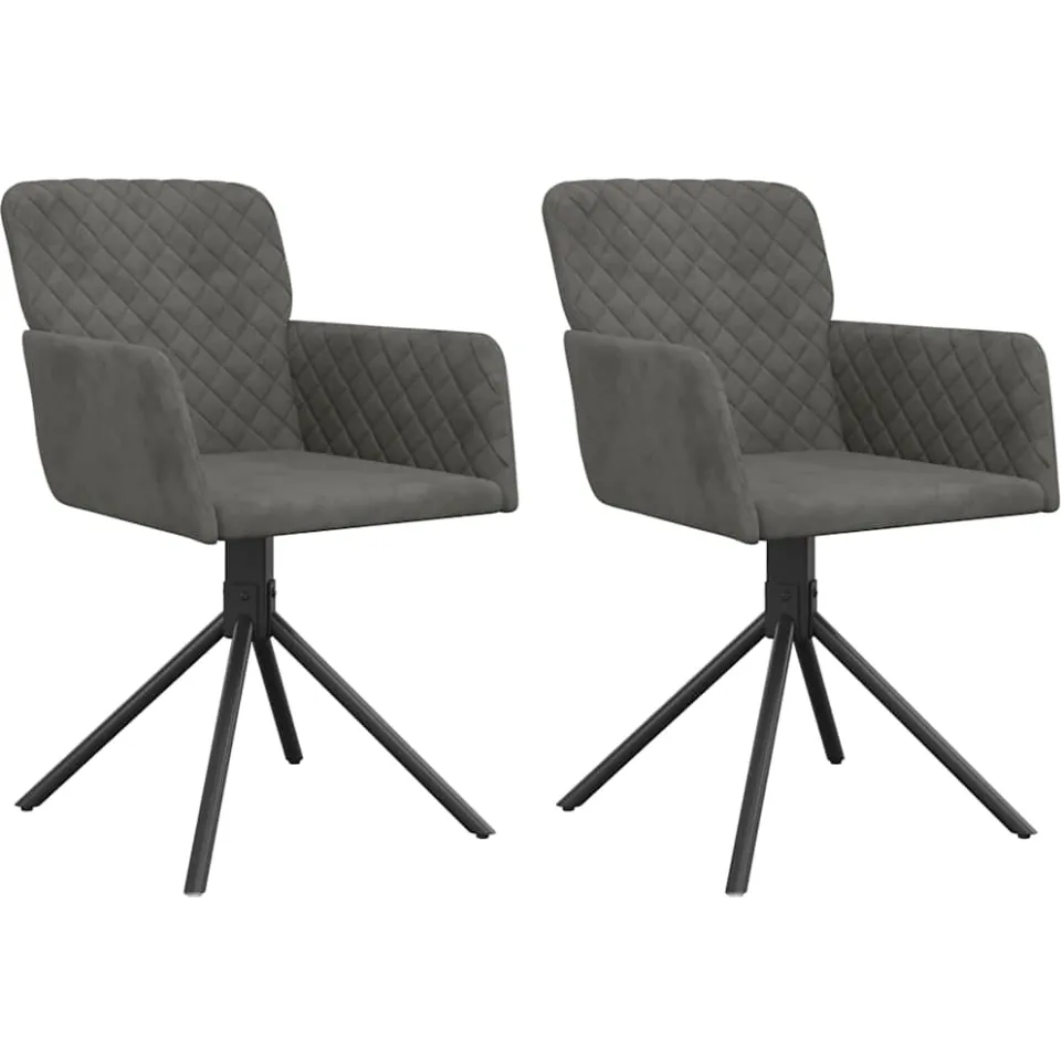 vidaXL Eetkamerstoelen draaibaar 2 st fluweel donkergrijs grijs, foto 3