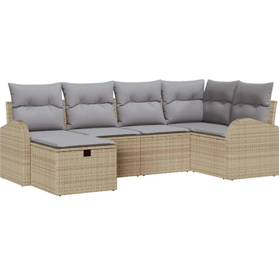 vidaXL Tuin Sofa Set 6 st Beige poly rattan