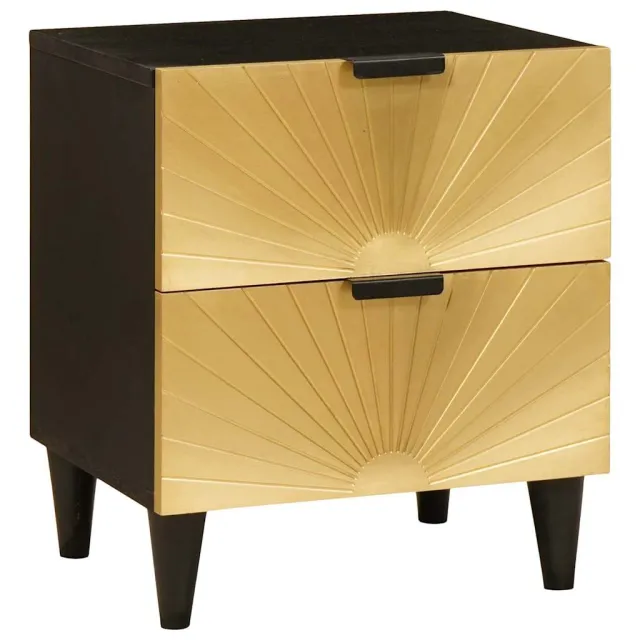 vidaXL Nachtkastje Zwart en Goud 40 x 33 x 46 cm Bewerkt hout