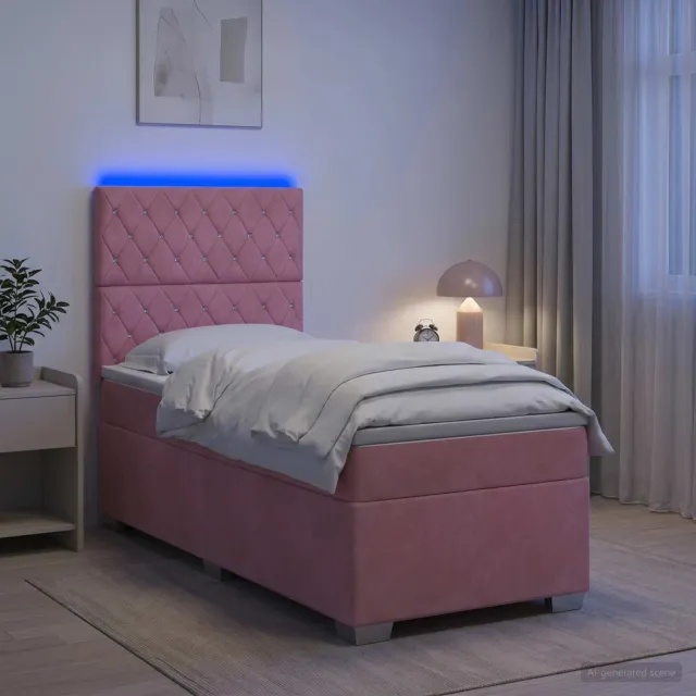 vidaXL Boxspringbed met matras met hoofdeinde Roze 80 x 200 cm Fluweel