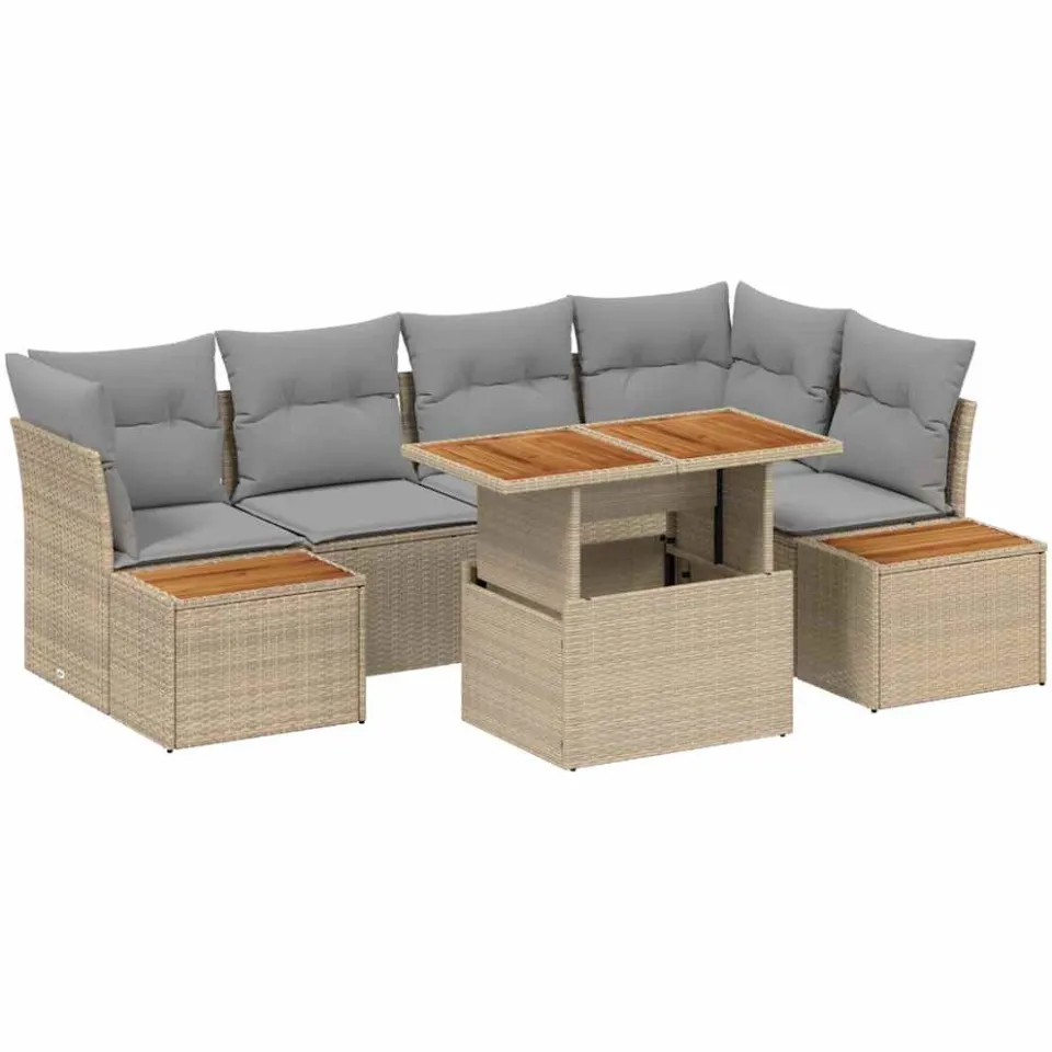 vidaXL Tuin Sofa Set 10 st Beige Poly riet
