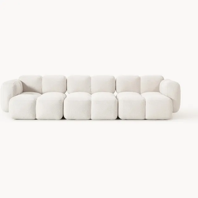 Westwing Collection Modulaire bank Tayla (4-zits) van bouclé Wit