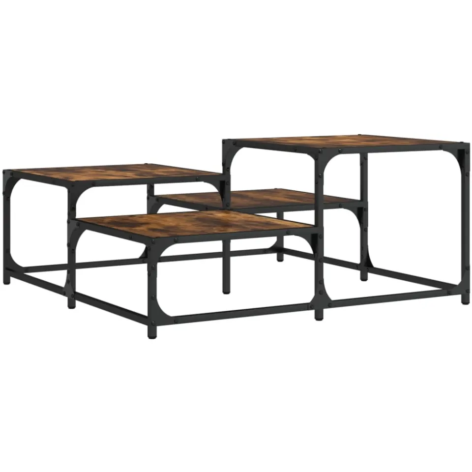 vidaXL Salontafel 87,5x87,5x40 cm bewerkt hout gerookt eikenkleurig, foto 3