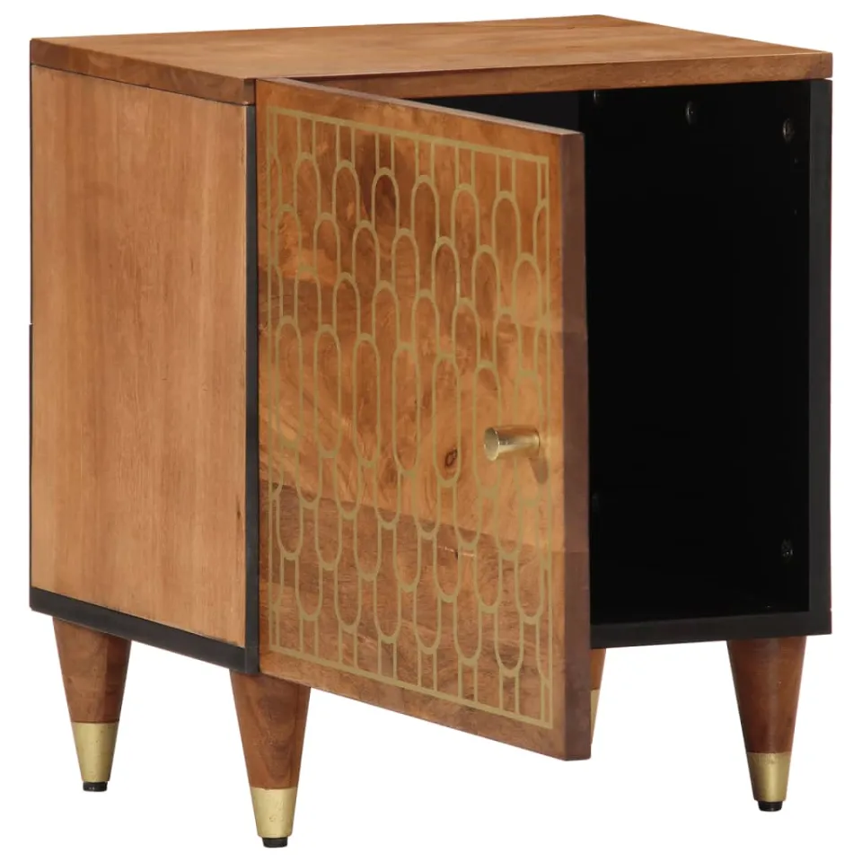 vidaXL Nachtkastjes 2 st 40x33x46 cm massief mangohout bruin, foto 3