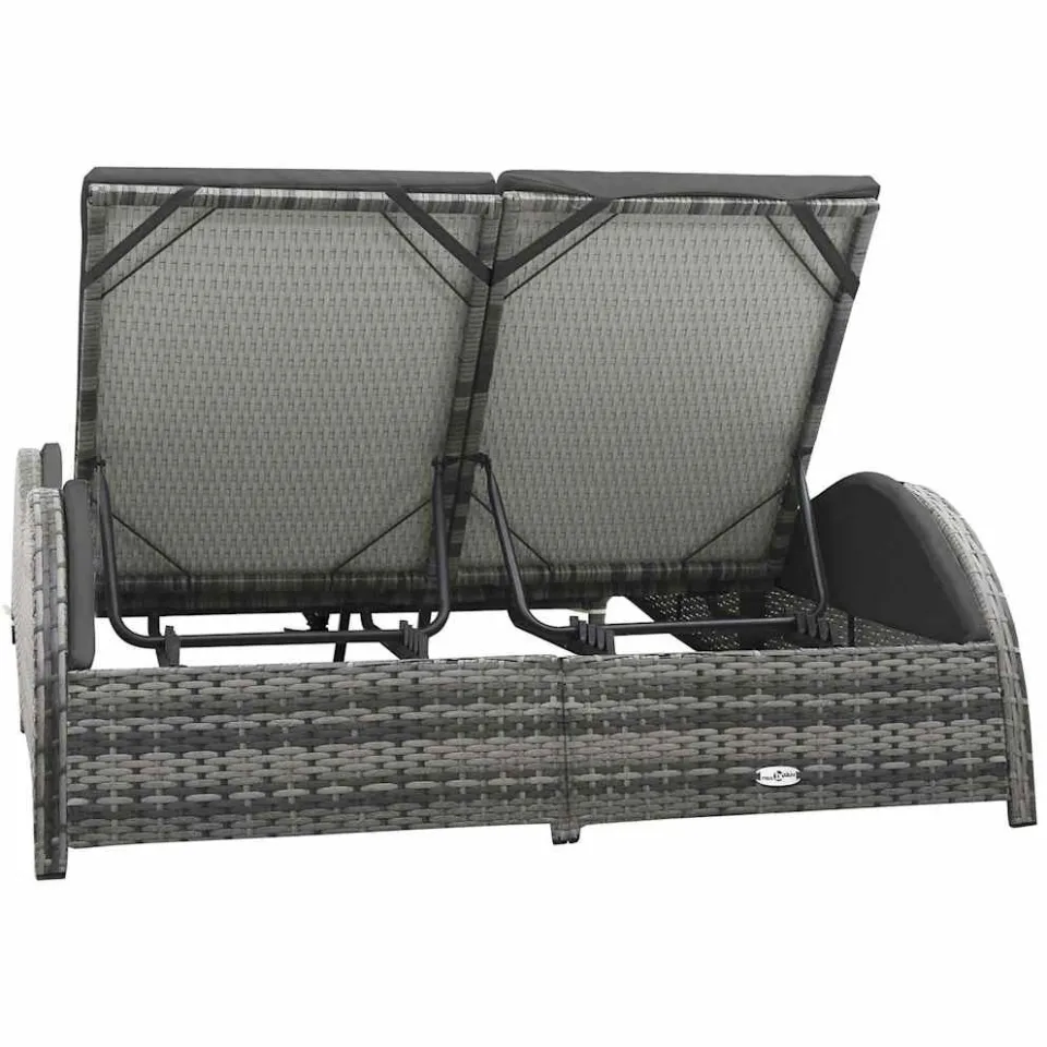 vidaXL Ligbed tweepersoons met kussen poly rattan antraciet, foto 3