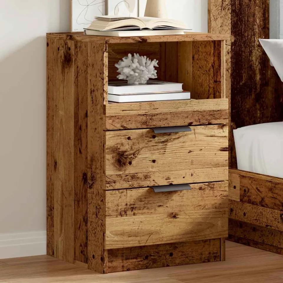 vidaXL Nachtkastje 40x36x65 cm bewerkt hout oud houtkleurig bruin, foto 2