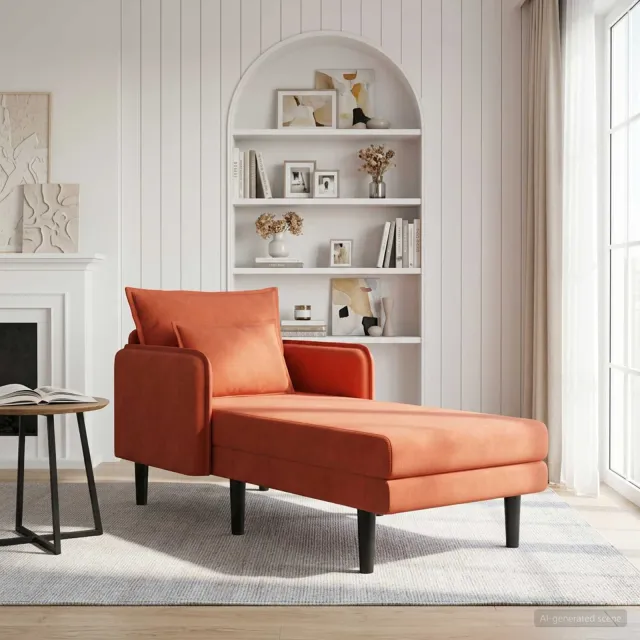 vidaXL Grote chaise longue Rood-oranje Katoenen stof