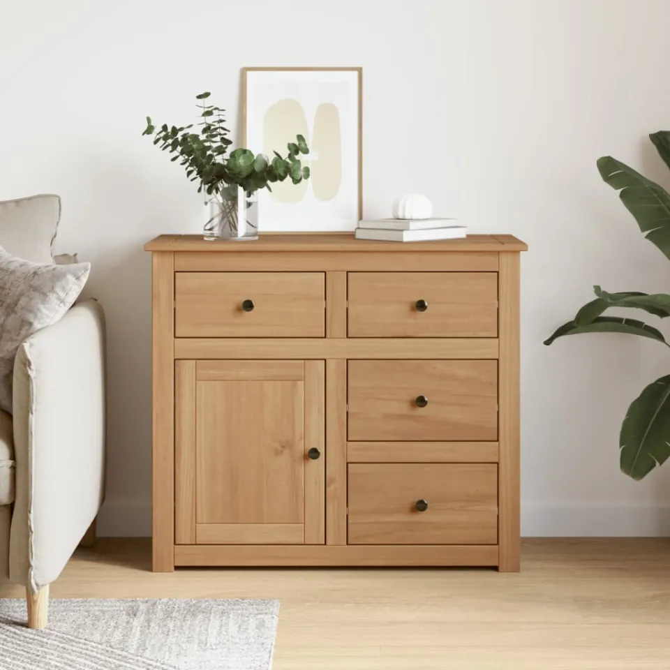 vidaXL Dressoir met lades Panama 93x40x80 cm massief grenenhout bruin, foto 2
