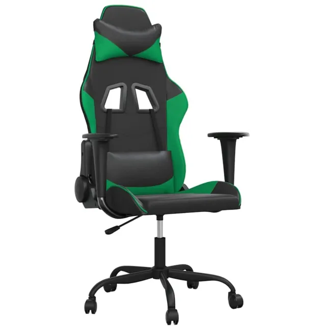 vidaXL Massage - gamestoel - kunstleer - zwart - en - groen Zwart en groen
