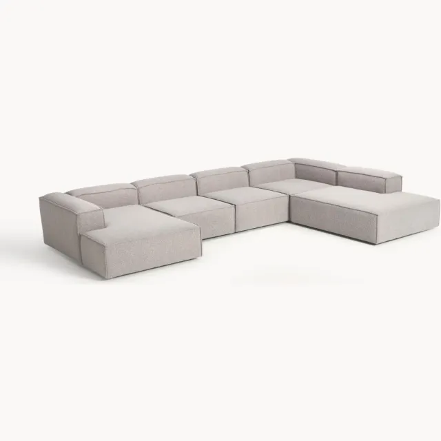 Westwing Collection Modulaire U-bank Lennon uit bouclé taupe