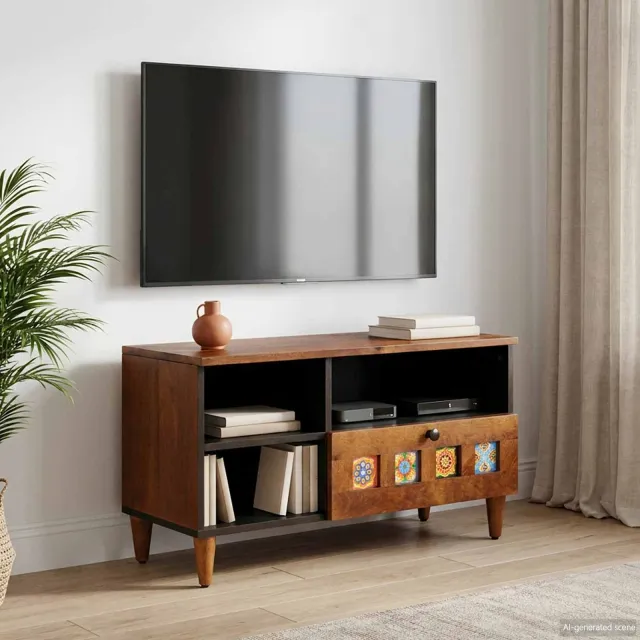 vidaXL TV-kast Walnotenhout 80 x 33 x 46 cm Massief Mango Hout bruin