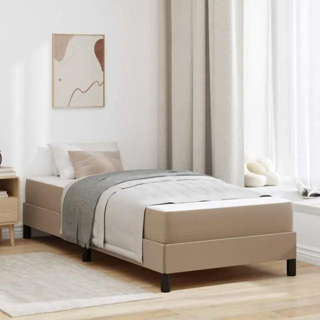 vidaXL Bedframe met matras Cappuccino 100 x 200 cm Stof Bruin