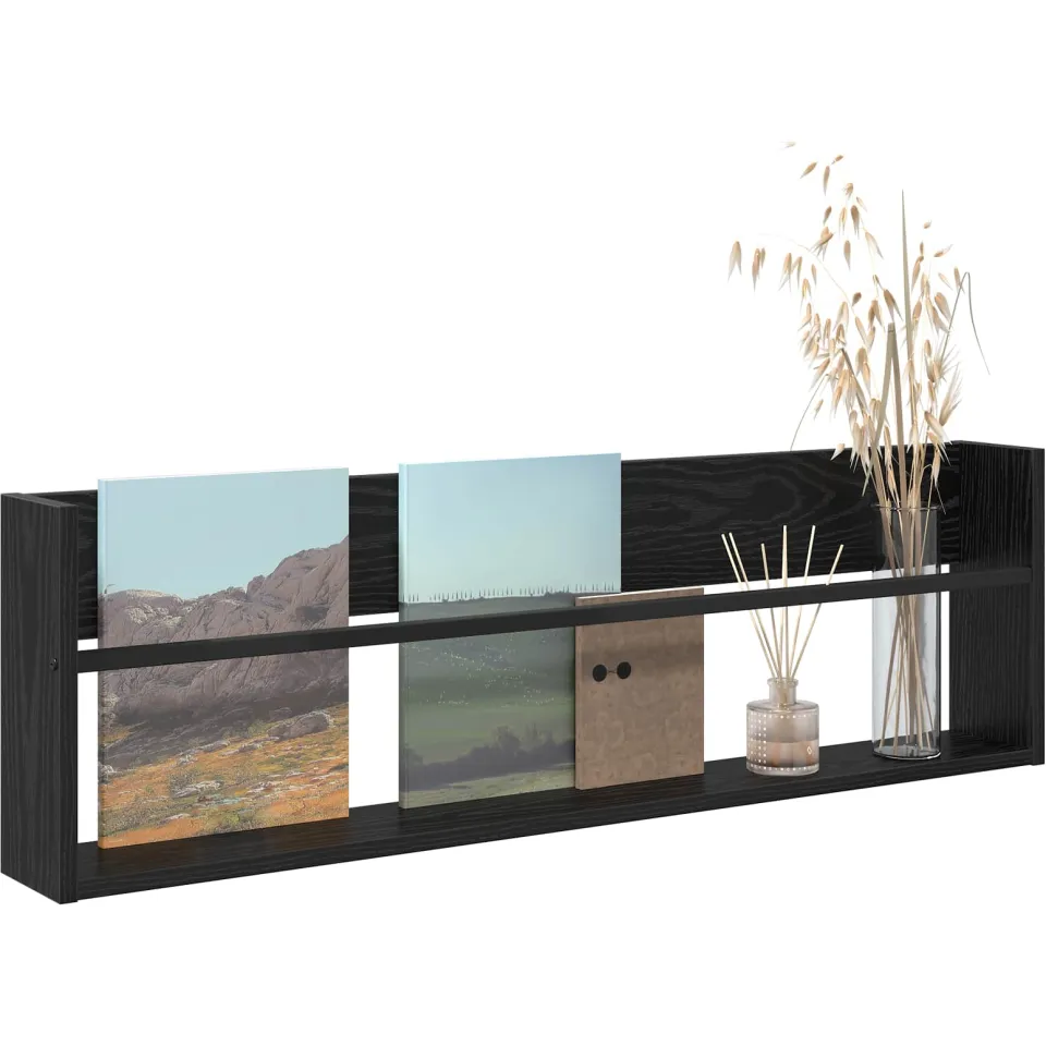 vidaXL Tijdschrift Rek Zwart Eiken 100 x 12 x 30 cm Bewerkt hout