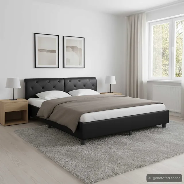 vidaXL Bedframe kunstleer zwart 180x200 cm