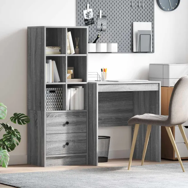 vidaXL Bureau Grijs Sonoma 115,5 x 50 x 127 cm 2 st, foto 2