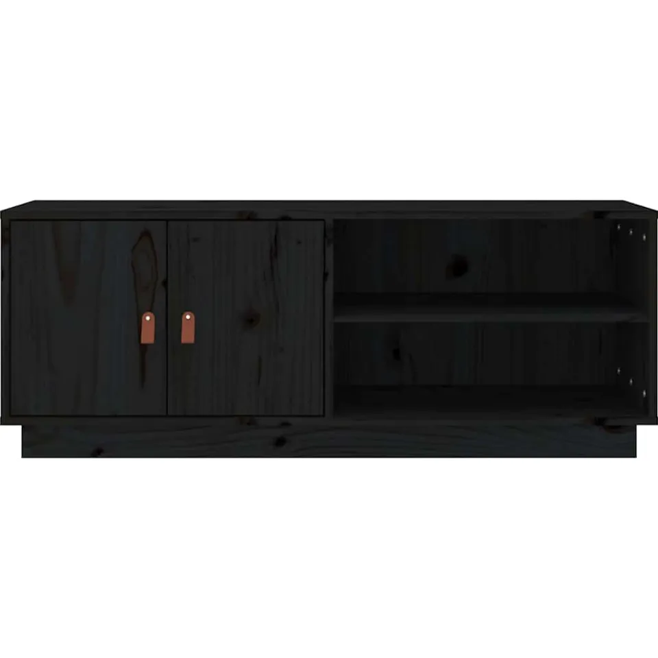 vidaXL Tv-meubel 105x34x40 cm massief grenenhout zwart, foto 3