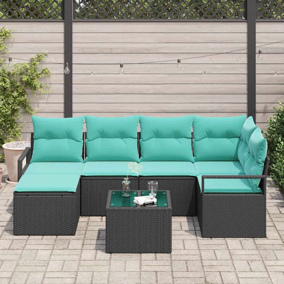 vidaXL Bankstel 7 st Zwart poly rattan, foto 3